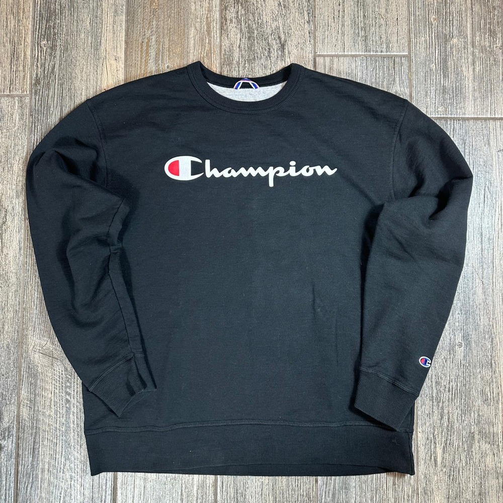 Champion Authentic Athleticwear Black Crew Neck Sweatshirt Mens XL Extra‎ Large